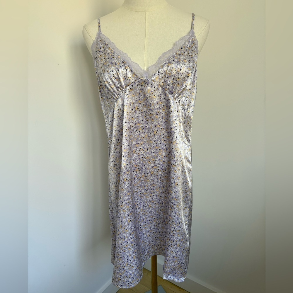 HM Purple Flower Slip Dress with Lace Trim - Picture 1 of 7